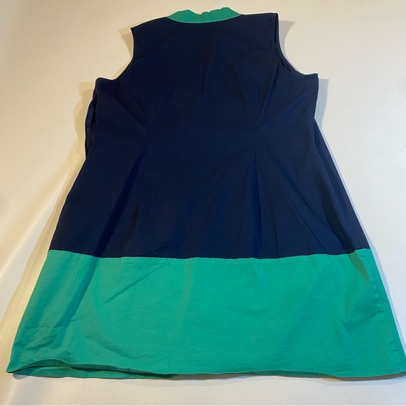 Sail To Sable Size XL Navy Blue & Kelly Green Color Block Sleeveless Shift Dress - Picture 7 of 8